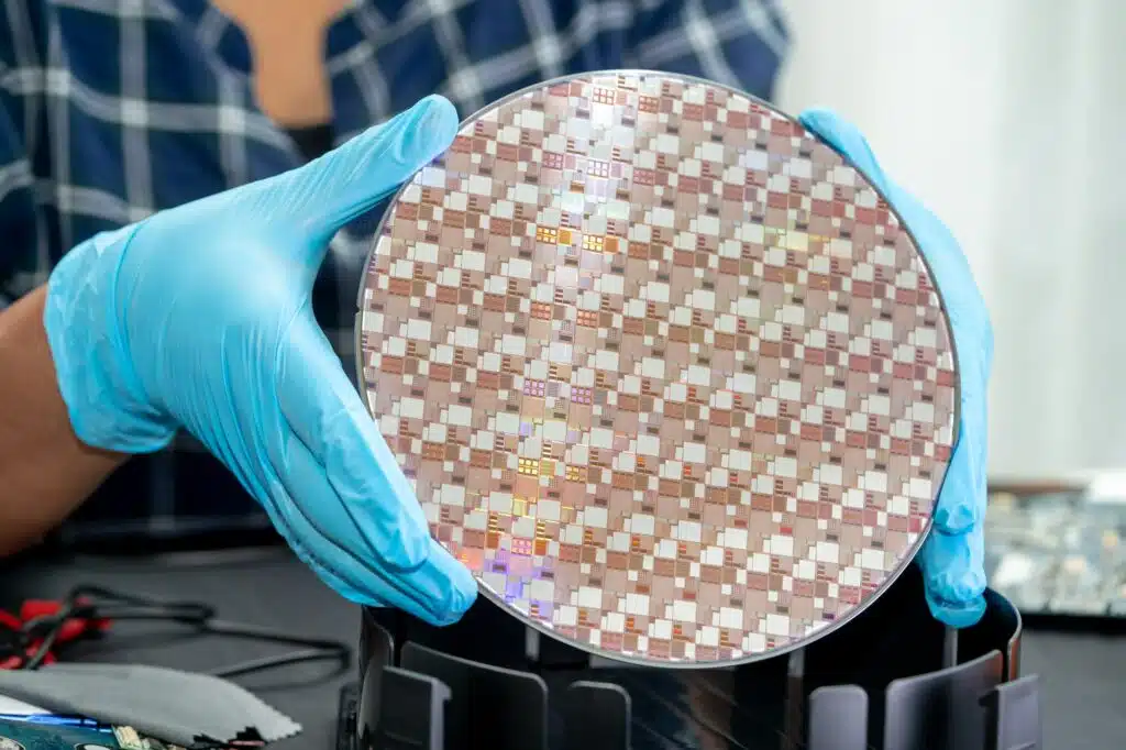 Silizium-Wafer für die Herstellung von Halbleitern oder integrierten Schaltkreisen.
